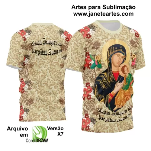 Arte Estampa Camisa Nude - Flores - Religião - Festejo - Nossa Senhora do Perpétuo Socorro 2024 