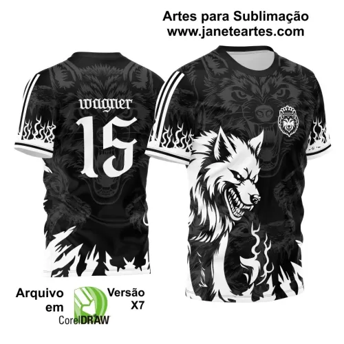 Arte Estampa Camisa Preta Interclasse - Jogos Internos 2024 - Lobo Feroz