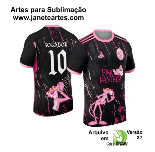 Arte Estampa Camisa Preta Interclasse - Jogos Internos 2024 - Pantera Cor de Rosa