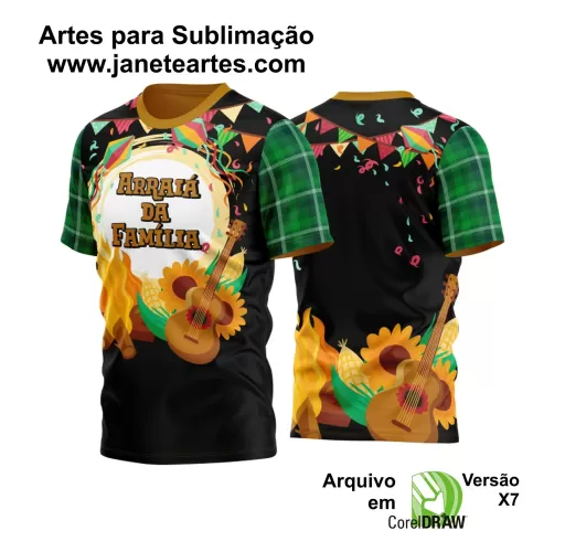 Arte Estampa Camisa Preta - Xadrez Verde - Arraiá 2024 - São João 2024 - Festa Junina