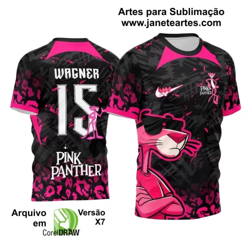 Arte Estampa Camisa Preta e Rosa Interclasse - Jogos Internos 2024 - Pantera Desenho 