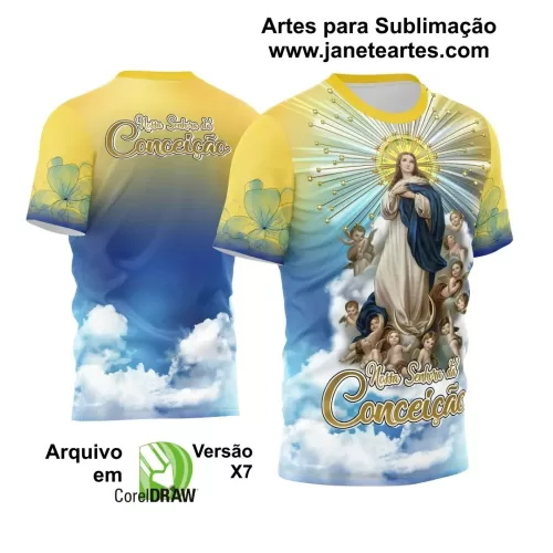 Arte Estampa Camisa - Religião - Festejo - Nossa Senhora Imaculada Conceição - 2024 - 2025