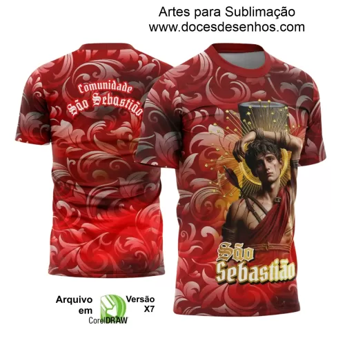 Arte Estampa - Camisa Religiosa - São Sebastião - Religião - 2025 - Festejo e Devoção