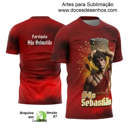 Arte Estampa - Camisa Religiosa - São Sebastião - Religião - 2025 - Festejo e Devoção