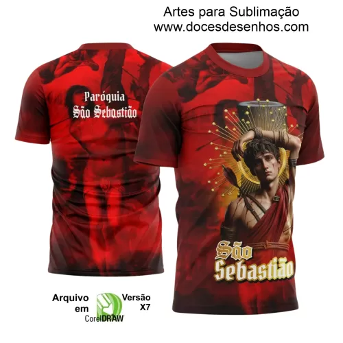 Arte Estampa - Camisa Religiosa - São Sebastião - Religião - 2025 - Festejo e Devoção