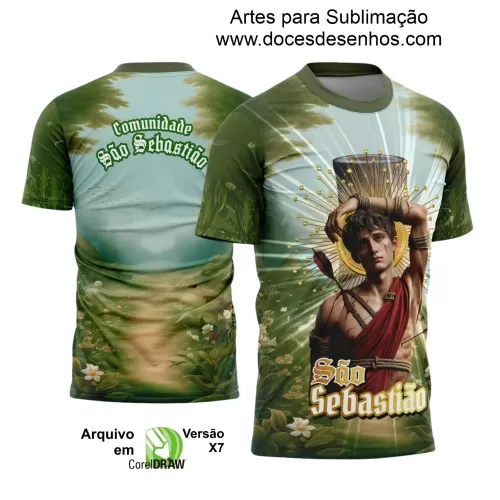 Arte Estampa - Camisa Religiosa - São Sebastião - Religião - 2025 - Festejo e Devoção