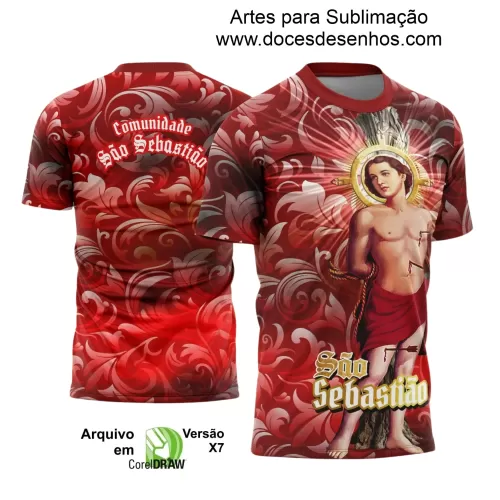 Arte Estampa - Camisa Religiosa - São Sebastião - Religião - 2025 - Festejo e Devoção