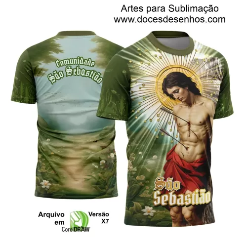 Arte Estampa - Camisa Religiosa - São Sebastião - Religião - 2025 - Festejo e Devoção