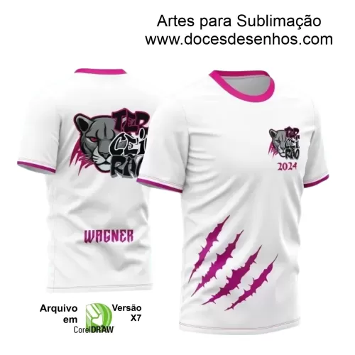 Arte Estampa - Camisa Terceirão Branca e Rosa - Tema Pantera - 2024 - 2025