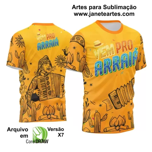 Arte Estampa Camisa Vem Pro Arraiá - Arraiá 2024 - Festa Junina 2024 