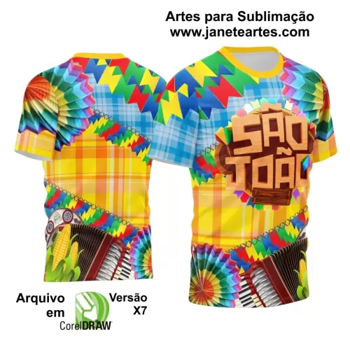 Arte Estampa Camisa Vem Xadrez Amarela - Arraiá 2024 - Festa Junina 2024