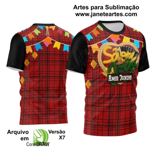 Arte Estampa Camisa Vem Xadrez Vermelha - Arraiá 2024 - São João 2024