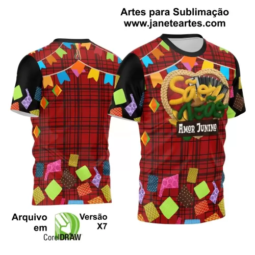 Arte Estampa Camisa Vem Xadrez Vermelha - Arraiá 2024 - São João 2024