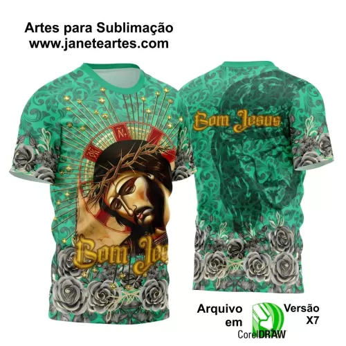 Arte Estampa Camisa Verde Religião 2024 - Bom Jesus