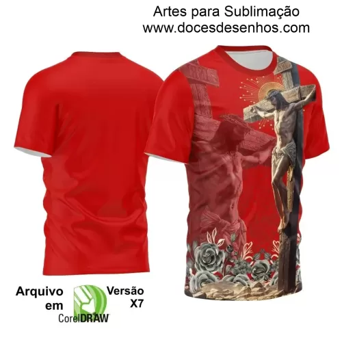 Arte Estampa - Camisa Vermelha - Religião 2024 - Jesus Cristo