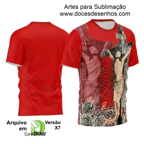 Arte Estampa - Camisa Vermelha - Religião 2024 - Jesus Cristo