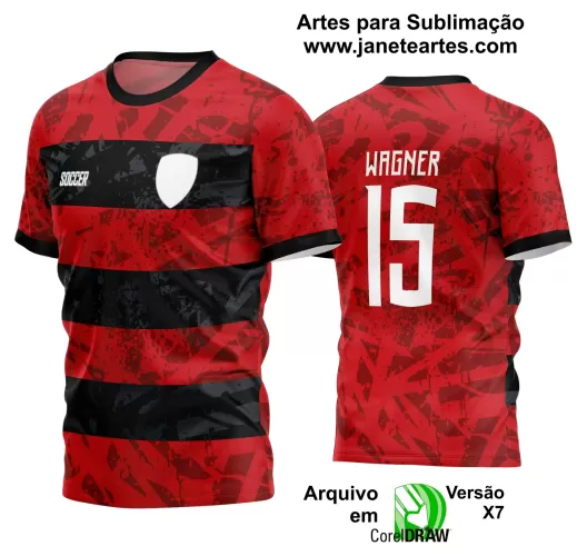 Arte Estampa Camisa Vermelha e Preta Interclasse - Jogos Internos 2024 - Time Amador - Futebol 2024