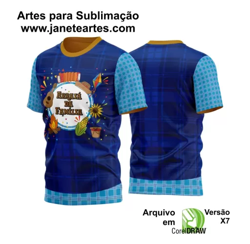 Arte Estampa Camisa Xadrez Azul Arraiá 2024 - São João 2024 - Festa Junina