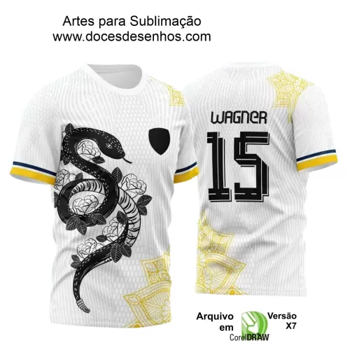 Arte Estampa Camiseta Escolar - Branca e Amarela - Interclasse 2024 – 2025 - Tema Cobra