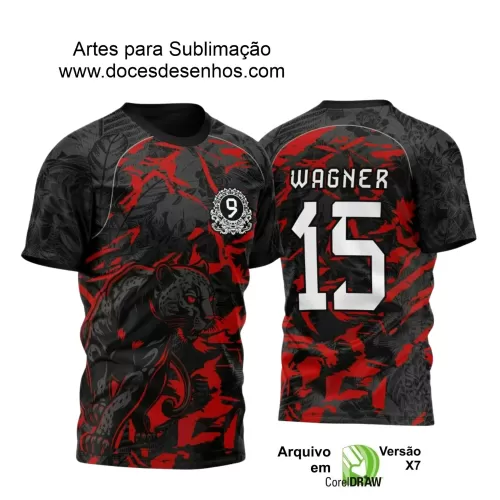 Arte Estampa Camiseta Escolar - Preta e Vermelha - Interclasse 2024 – 2025 - Pantera