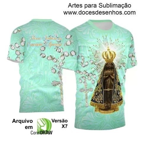 Arte Estampa Camiseta - Religião - Festejo - Devoção - Nossa Senhora Aparecida - 2024 - 2025