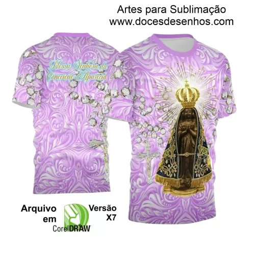 Arte Estampa Camiseta - Religião - Festejo - Devoção - Nossa Senhora Aparecida - 2024 - 2025