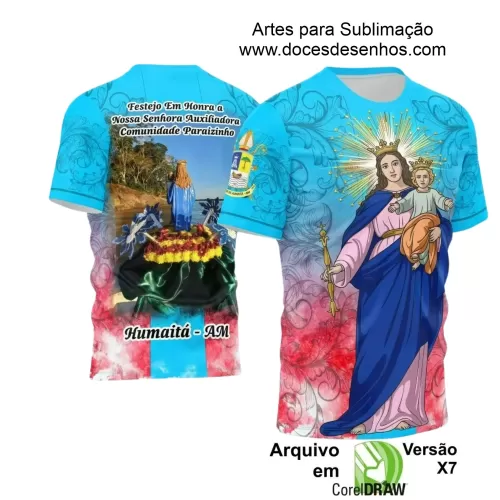 Arte Estampa Camiseta - Religião - Festejo - Devoção - Nossa Senhora Auxiliadora - 2024 - 2025