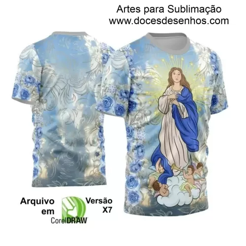 Arte Estampa Camiseta - Religião - Festejo - Devoção - Nossa Senhora Imaculada Conceição - 2024 - 2025