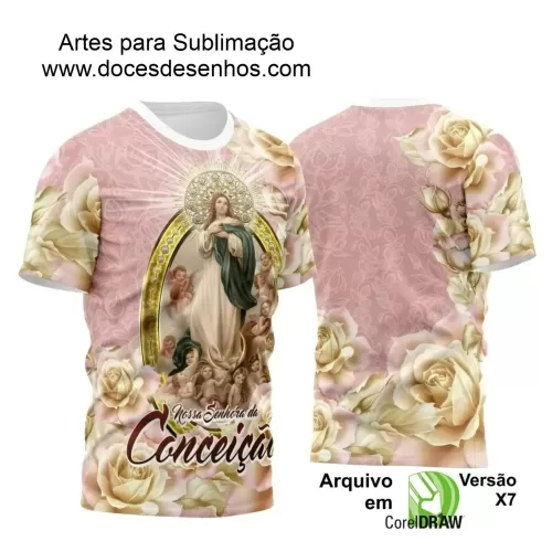 Arte Estampa Camiseta - Religião - Festejo - Devoção - Nossa Senhora Imaculada Conceição - 2024 - 2025