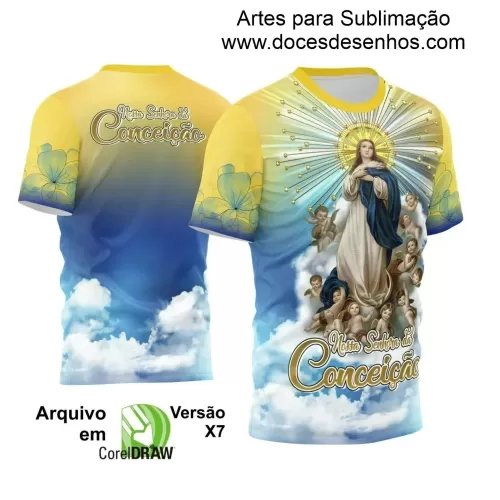 Arte Estampa Camiseta - Religião - Festejo - Devoção - Nossa Senhora Imaculada Conceição - 2024 - 2025