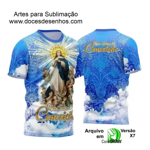 Arte Estampa Camiseta - Religião - Festejo - Devoção - Nossa Senhora Imaculada Conceição - 2024 - 2025