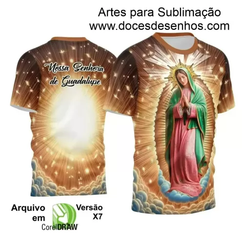 Arte Estampa Camiseta - Religião - Festejo - Devoção - Nossa Senhora de Guadalupe - 2024 - 2025