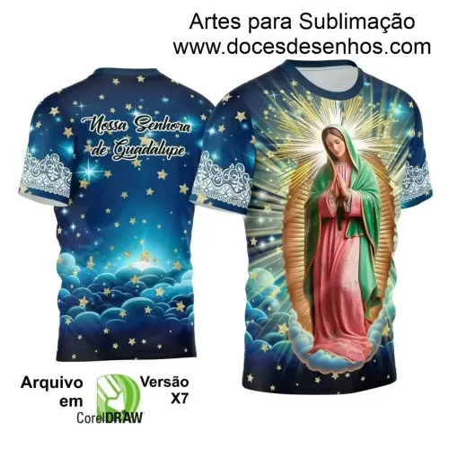 Arte Estampa Camiseta - Religião - Festejo - Devoção - Nossa Senhora de Guadalupe - 2024 - 2025