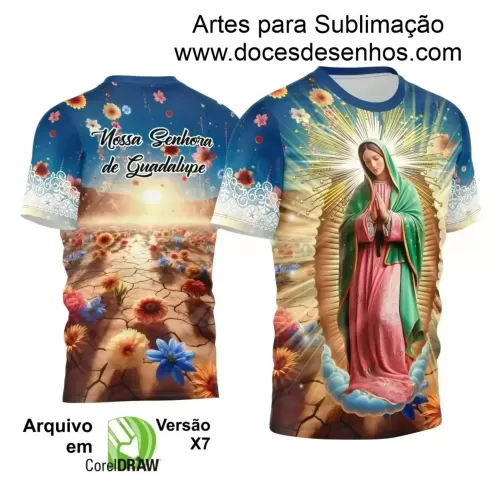 Arte Estampa Camiseta - Religião - Festejo - Devoção - Nossa Senhora de Guadalupe - 2024 - 2025