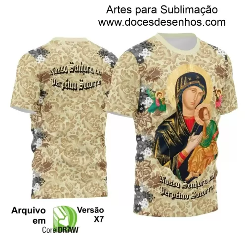 Arte Estampa Camiseta - Religião - Festejo - Devoção - Nossa Senhora do Pérpetuo Socorro - 2024 - 2025