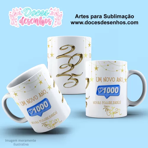 Arte Estampa Caneca - Sublimação - Ano Novo - 2025