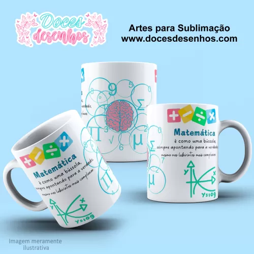 Arte Estampa Caneca - Sublimação - Matemática - Dia dos Professores - 2024 - 2025