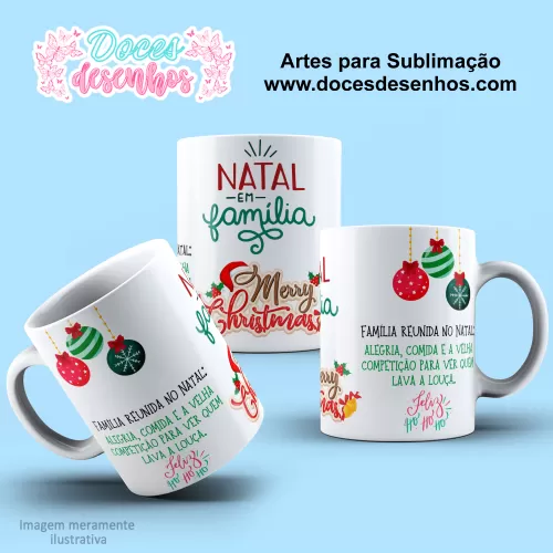 Arte Estampa Caneca - Sublimação - Natal Família - 2024