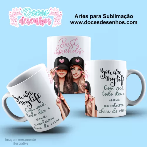 Arte Estampa Caneca de Amizade - Sublimação -  Amigas -  2024 - 2025