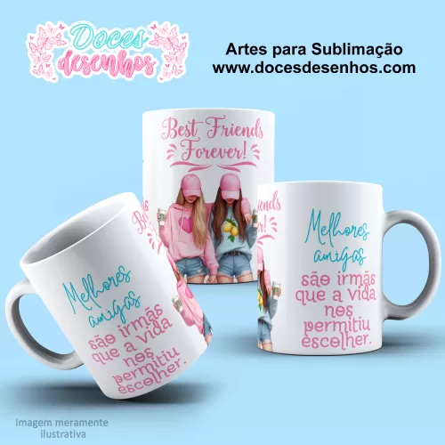 Arte Estampa Caneca de Amizade - Sublimação -  Amigas -  2024 - 2025