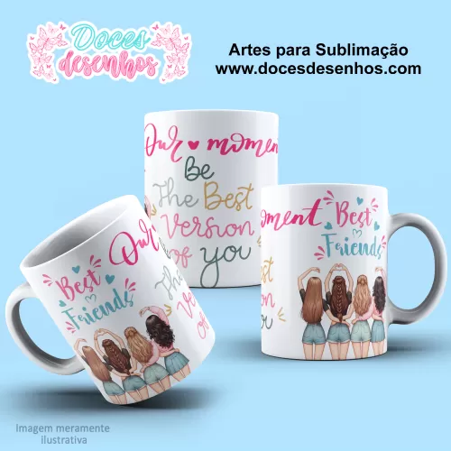 Arte Estampa Caneca de Amizade - Sublimação -  Amigas -  2024 - 2025