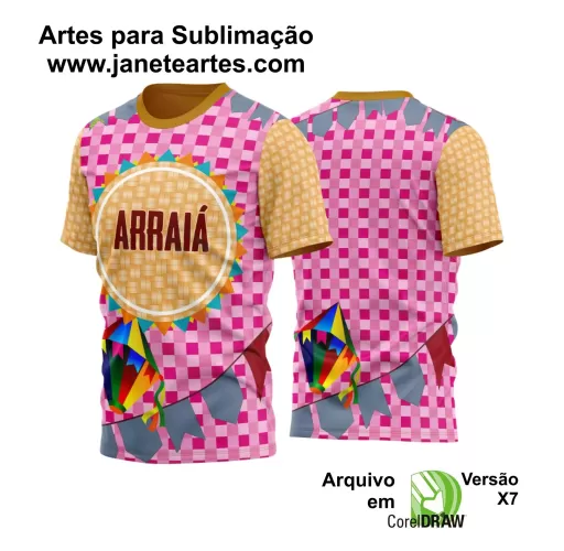Arte Estampa Xadrez Camisa Rosa - Arraiá 2024 - São João 2024 - Festa Junina