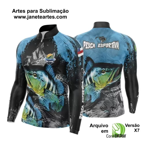 Arte Template Camisa De Pesca Esportiva Modelo 09