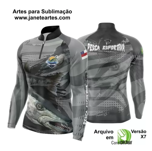 Arte Template Camisa De Pesca Esportiva Modelo 14