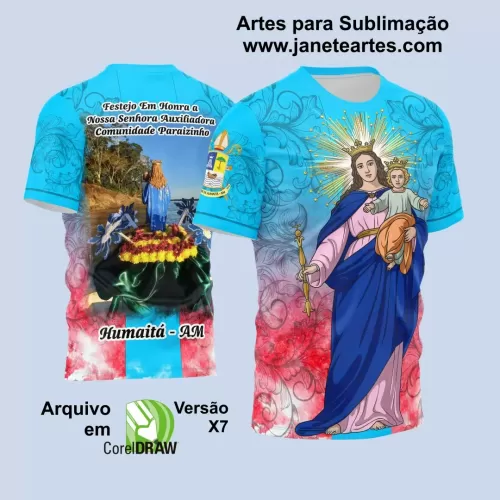 Arte Vetor Camisa Azul Religião - Nossa Senhora Auxiliadora