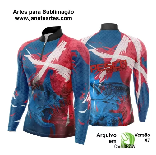 Arte Vetor - Camisa Azul e Vermelha - Pesca Esportiva 2024 - 2025