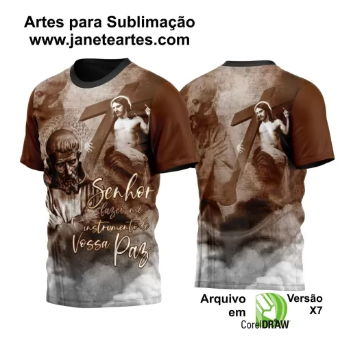 Arte Vetor Camisa Marrom - Religião - Festejo - São Francisco de Assis 2024