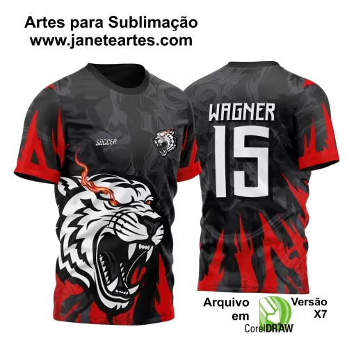 Arte Vetor Camisa Preta - Interclasse 2024 - Jogos Internos 2024 - Tigre - Futebol