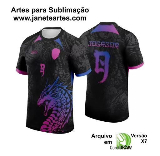 Arte Vetor Camisa Preta - Interclasse 2024 - Jogos Internos 2024 - Time Amador 2024 - Dragão
