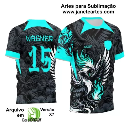 Arte Vetor Camisa Preta - Interclasse 2024 - Jogos Internos 2024 - Time Amador - Fênix Azul